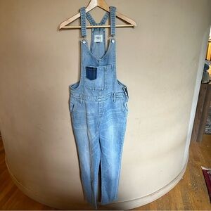 Light Blue Denim Overalls with Pocket Detail